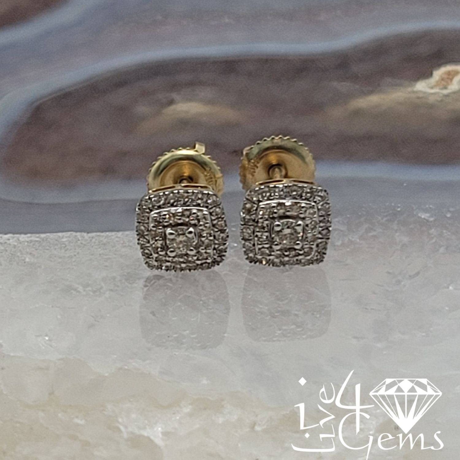 10kt 1/3ctw Dia Cushion Halo Earring