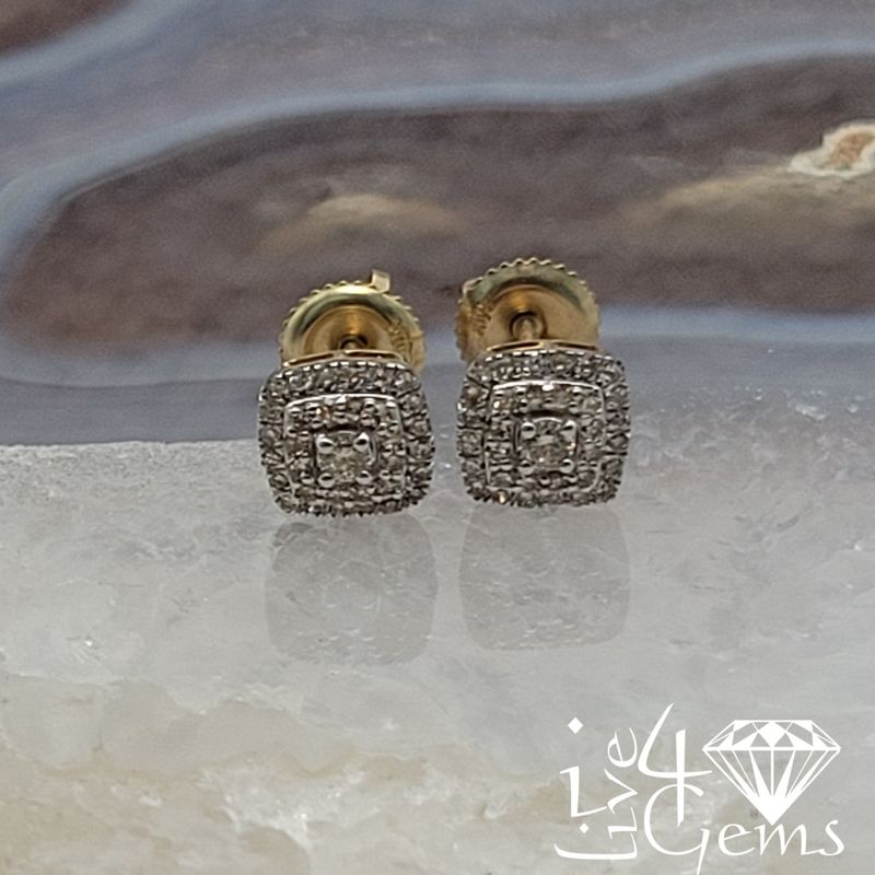 10kt 1/3ctw Dia Cushion Halo Earring