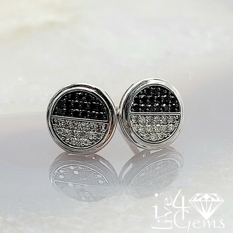 10ktw 1/4ctw Black/White Dia Round Stud