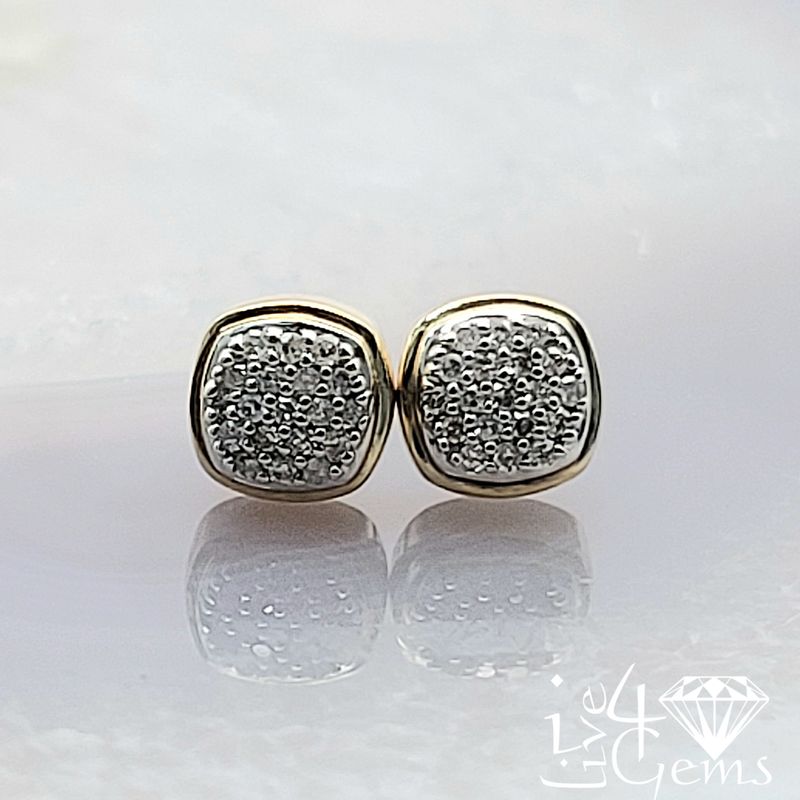 10kty 1/10ctw Cushion Cut Stud Earring