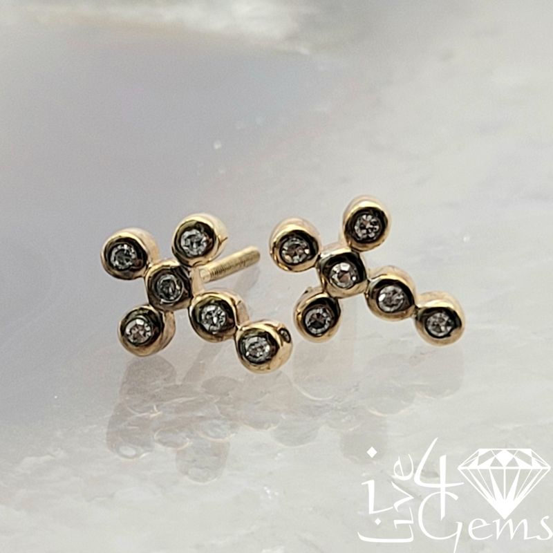 10kty 1/10ctw Dia Cross Stud Earring