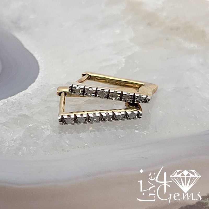 1/20ct Diamond Rectangle Hoop Earring