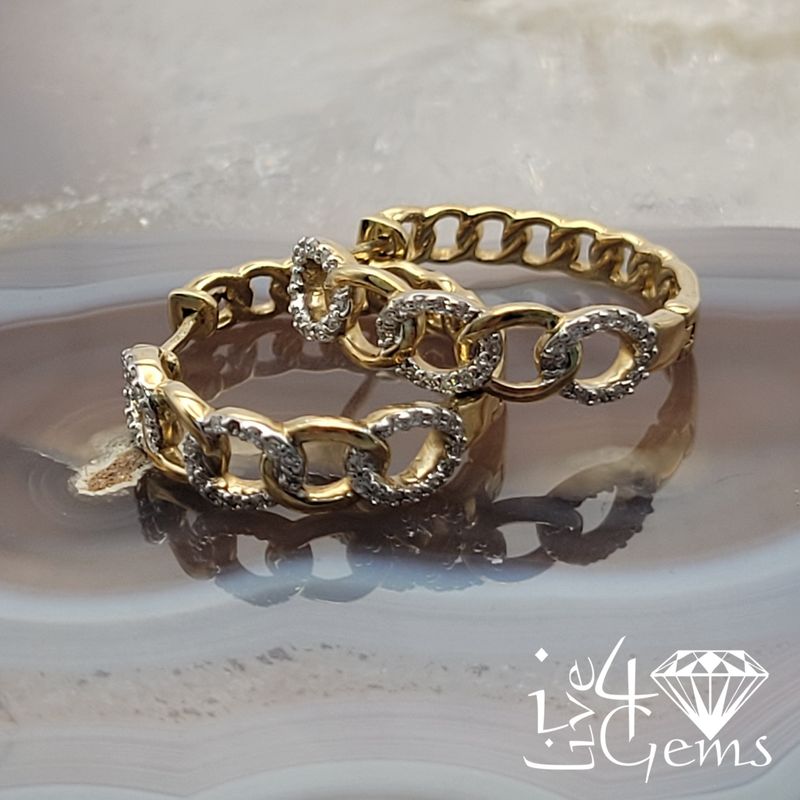 1/5ctw Diam 10kty Rd Cuban Curb Hoop Earring
