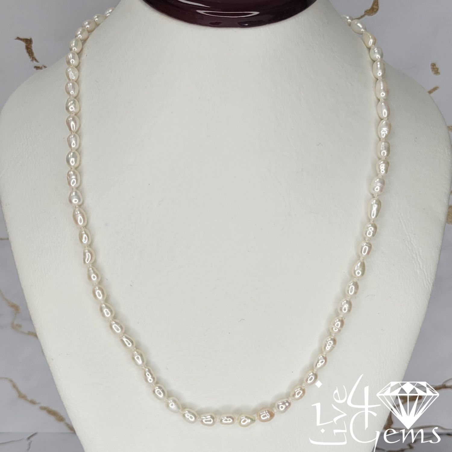 18&quot; Rice Pearl Necklace White