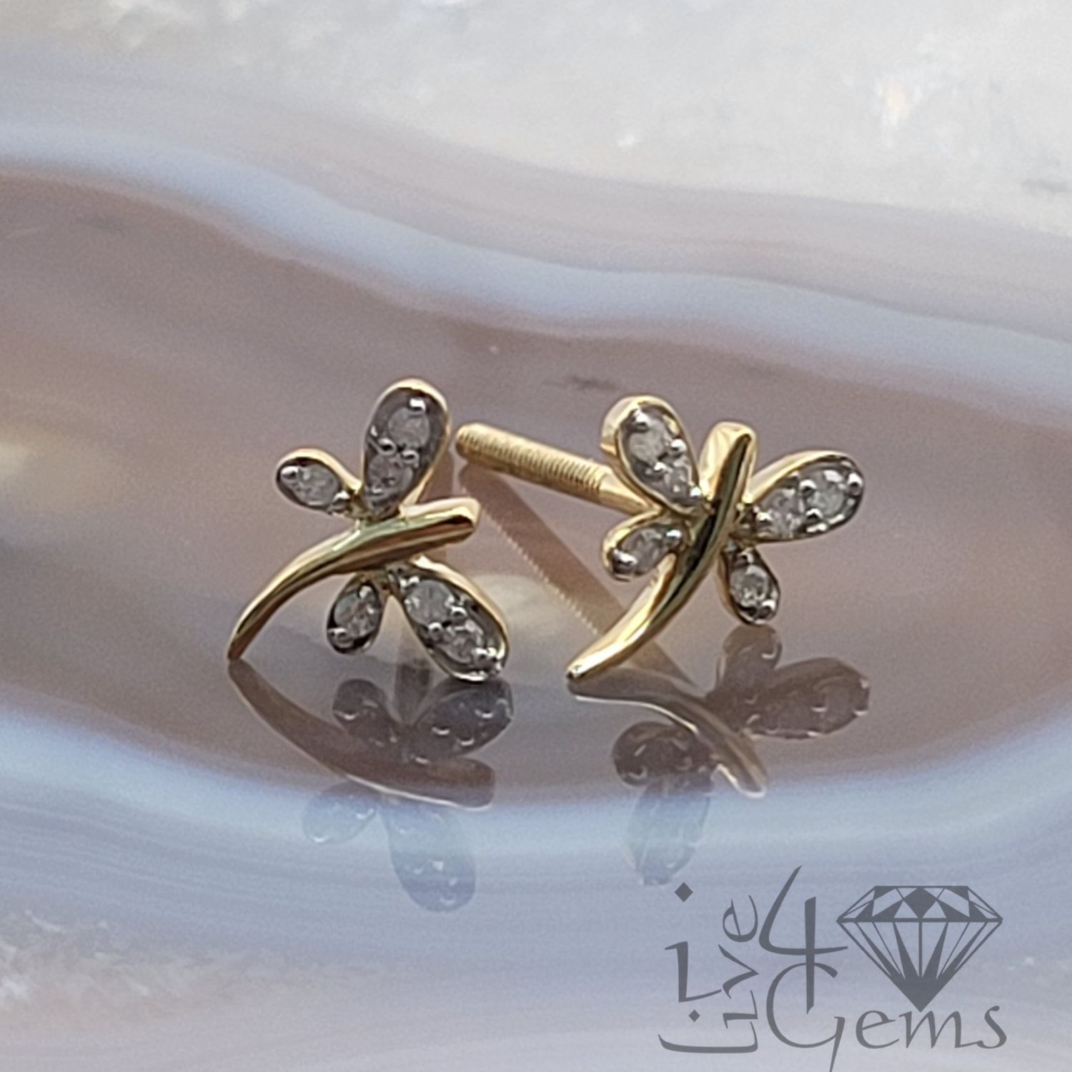 10kt 1/20CT Dia Dragon Fly Stud