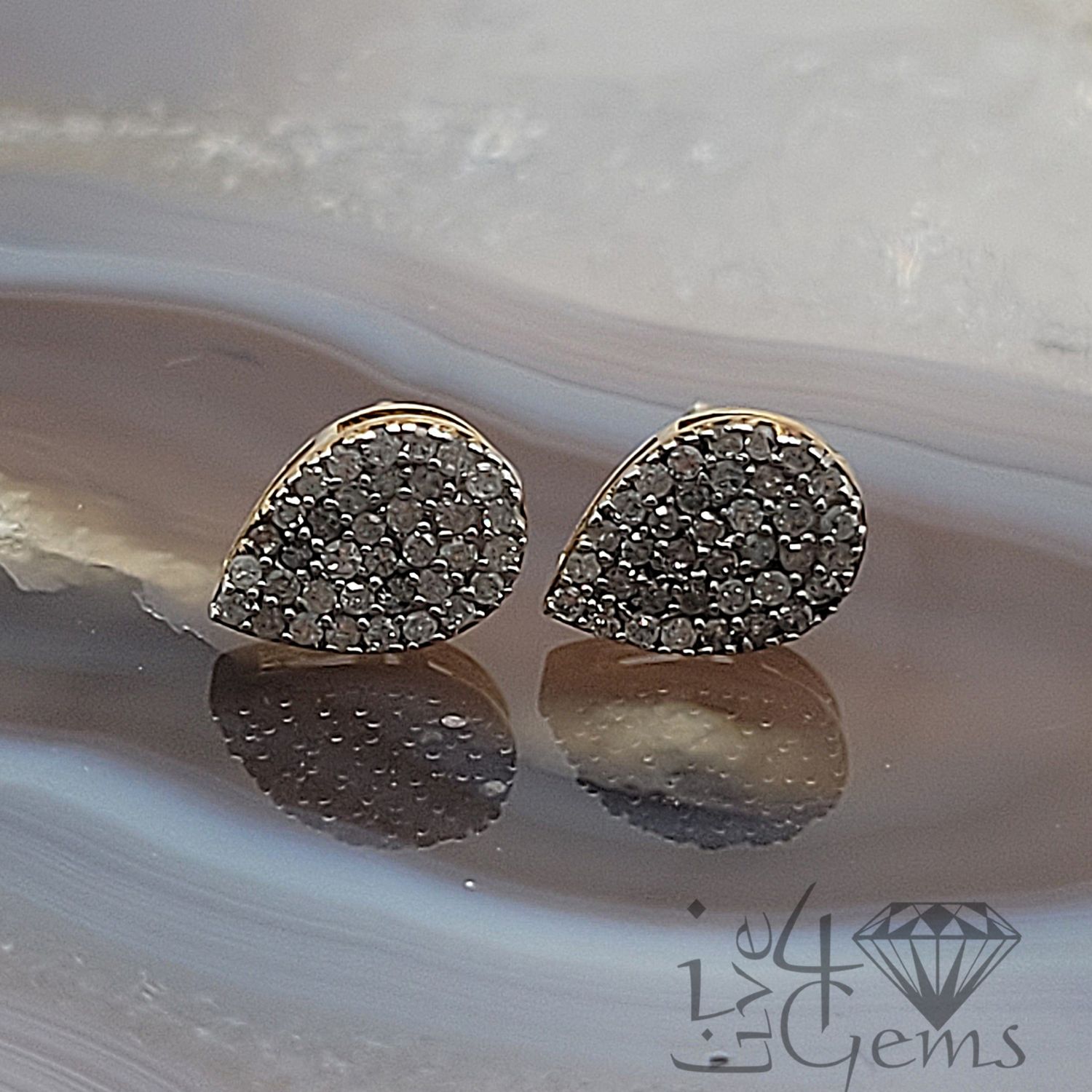 1/3ctw Diam GP Silver Pear Stud