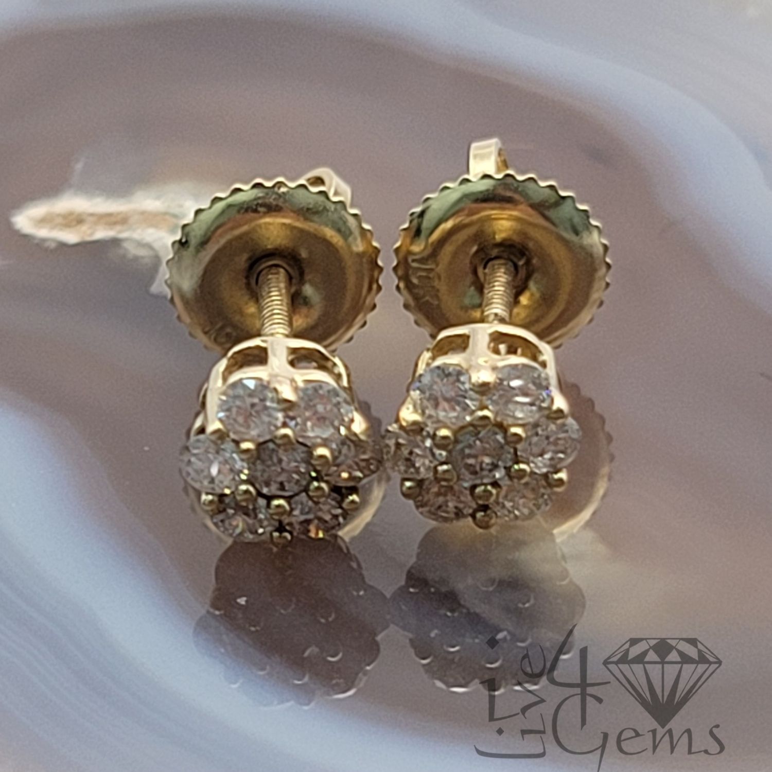 10kty 1/3 Dia Flower Cluster Stud Earring