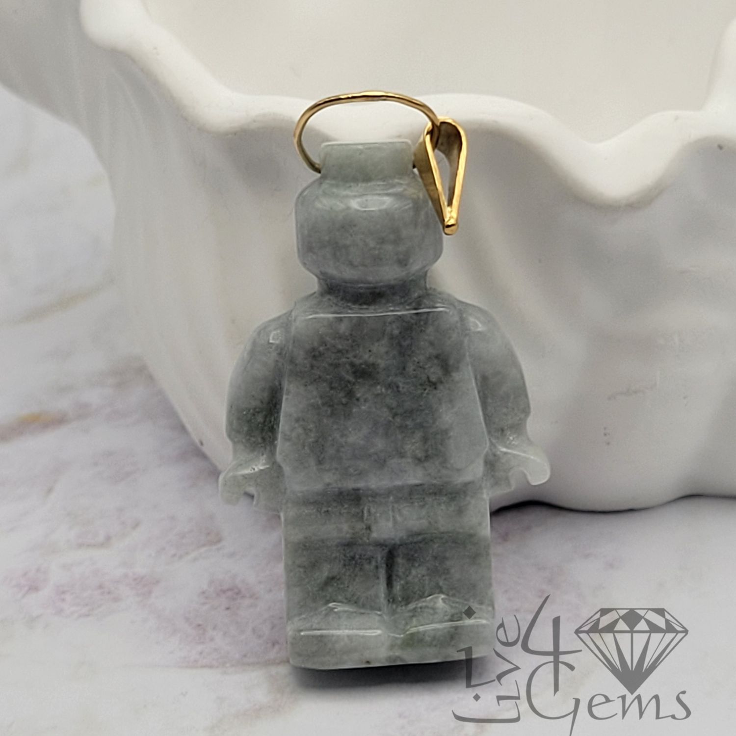 10kty Light Green Jade Lego Pendant 4cm