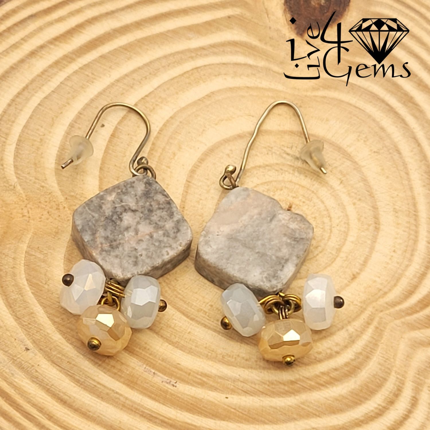 Silver Moonstone and Crystal Gemstone Earring