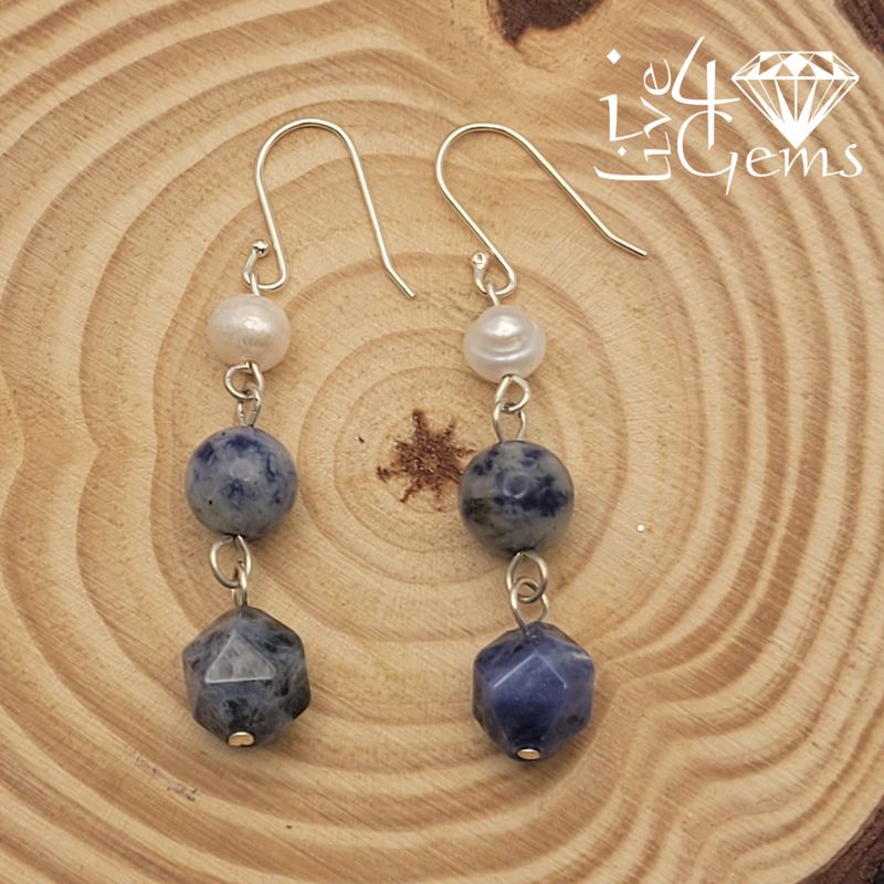 Stone &amp; Pearl Drop Gemstone Earrings