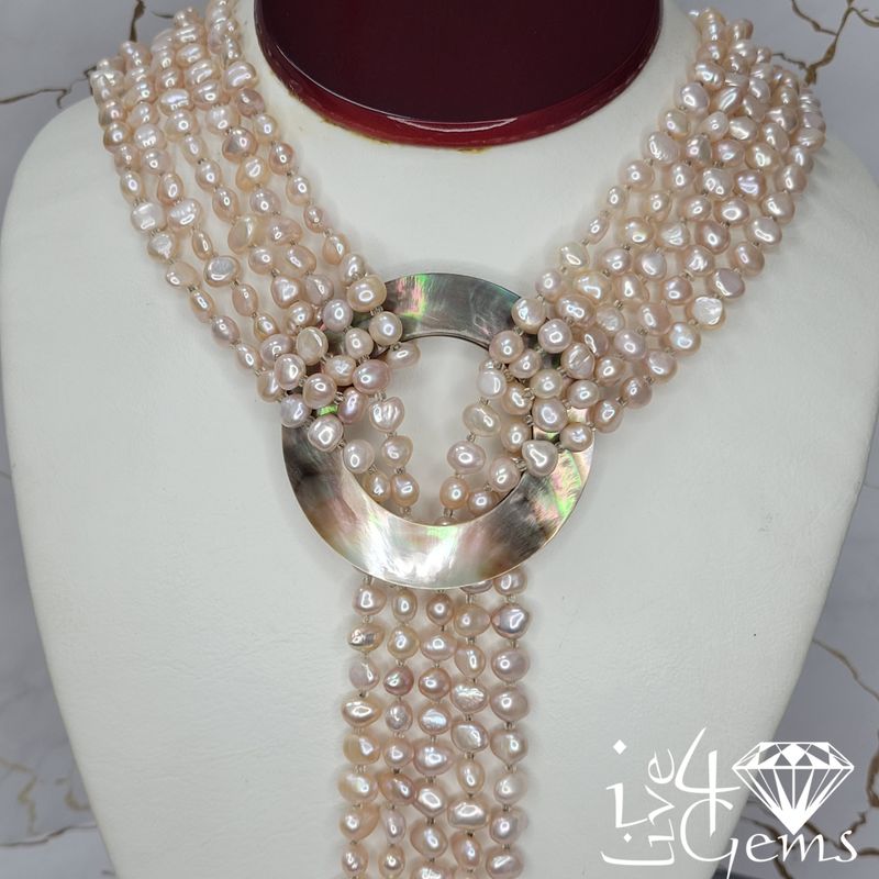 Miracle Pearl 4-6mm 45&quot;L Mother of Pearl Ring