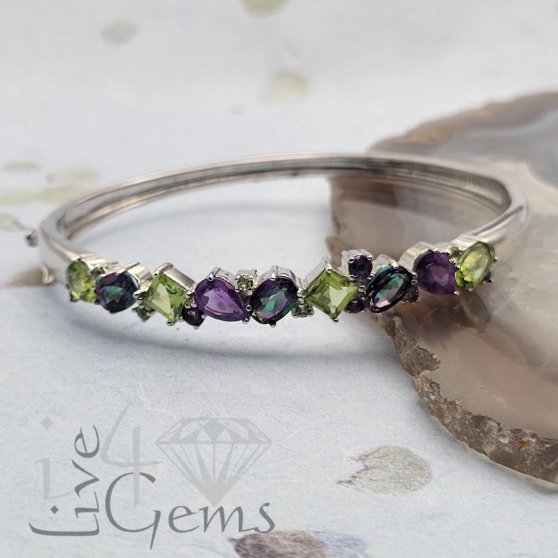 Silver Amethyst, Mystic Topaz, Peridot Bangle