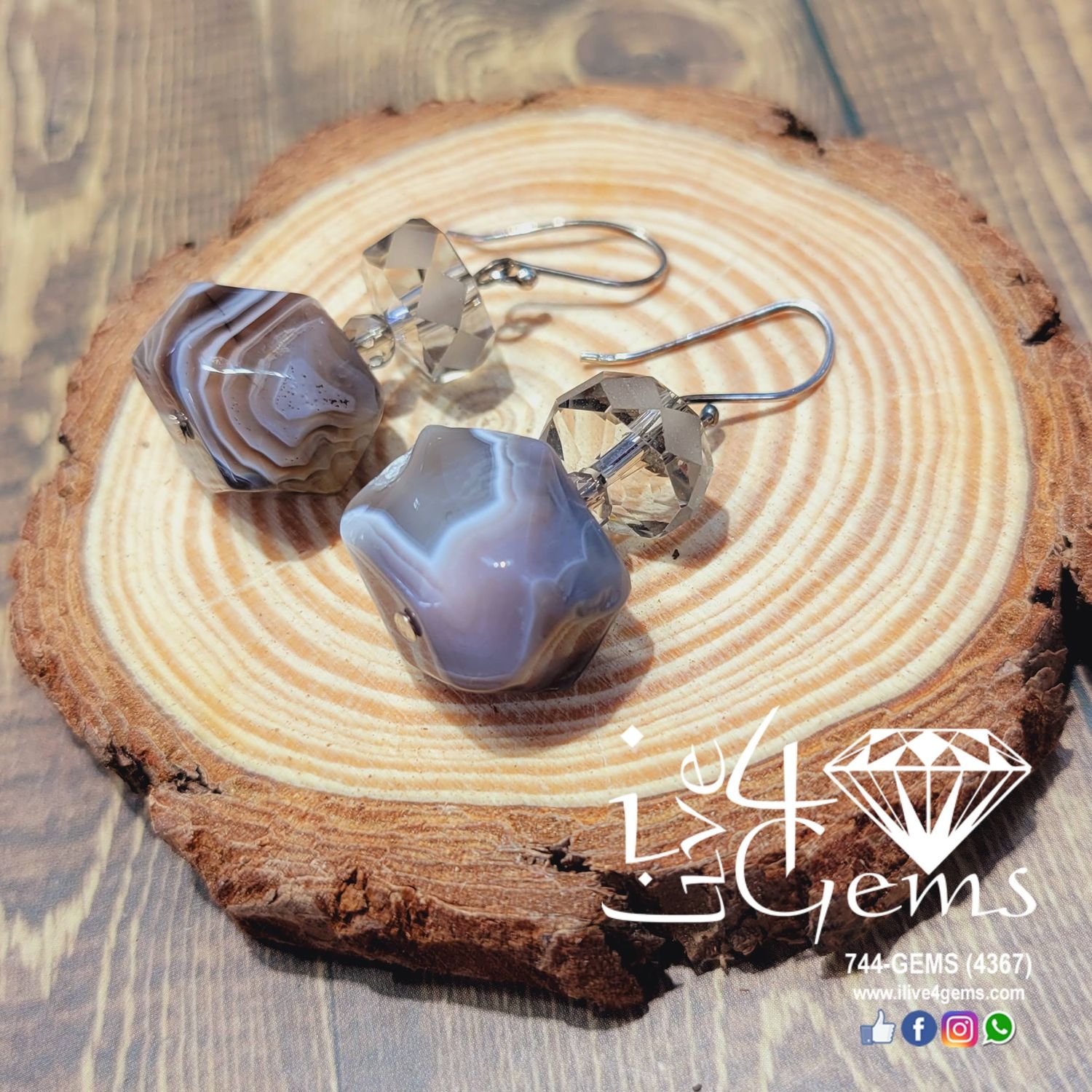Gemstone Earring Botswana Agate