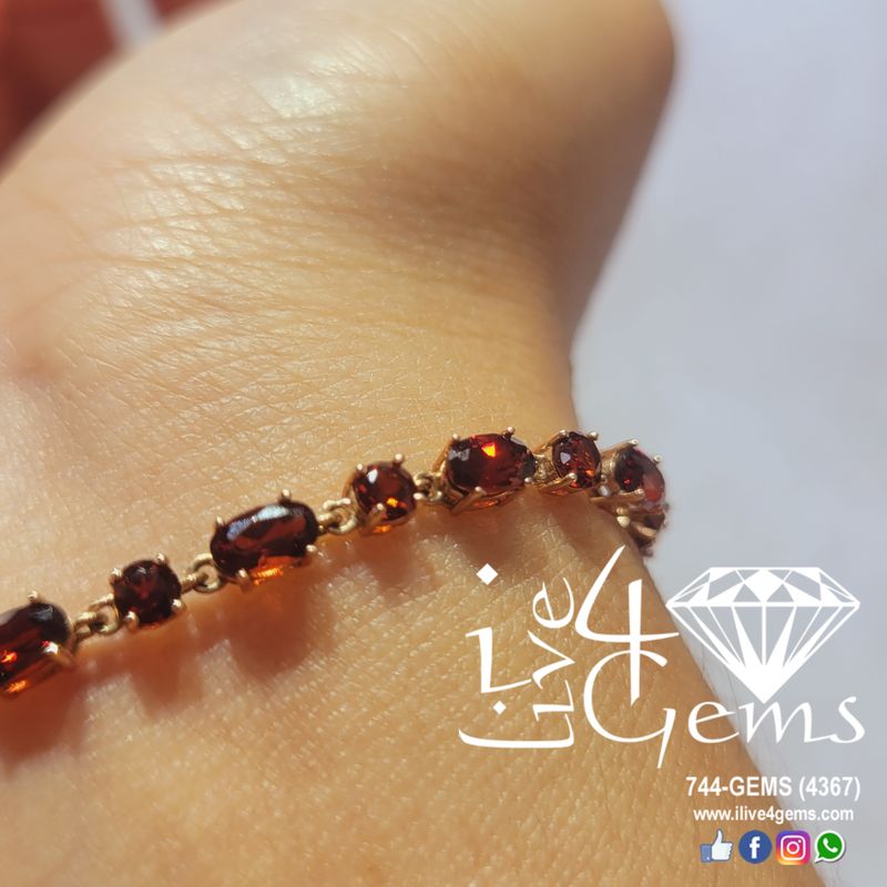 10kty Bolo Round/Oval Bracelet Garnet
