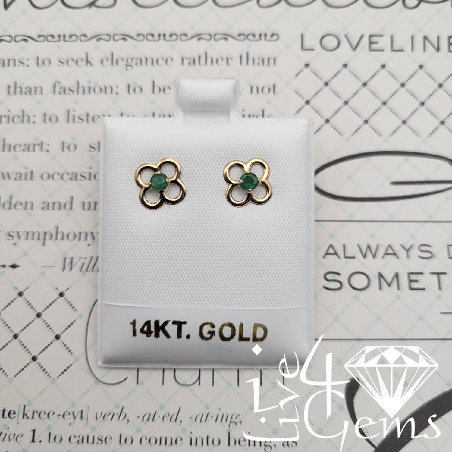 14kty Flower Stud Emerald