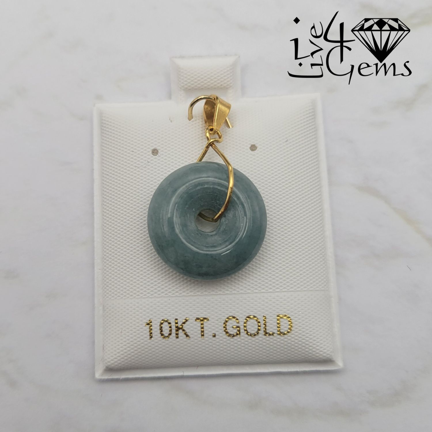 10kty Green Jade Donut Charm
