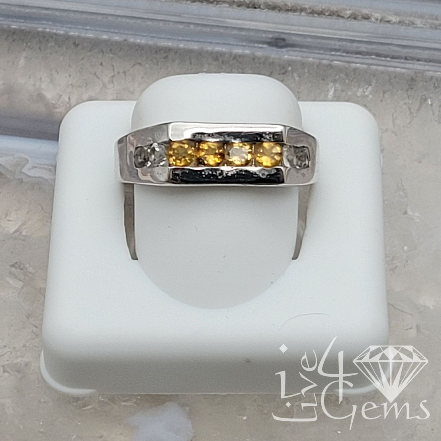 Silver Rectangle Top Citrine Ring