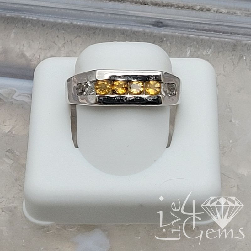 Silver Rectangle Top Citrine Ring