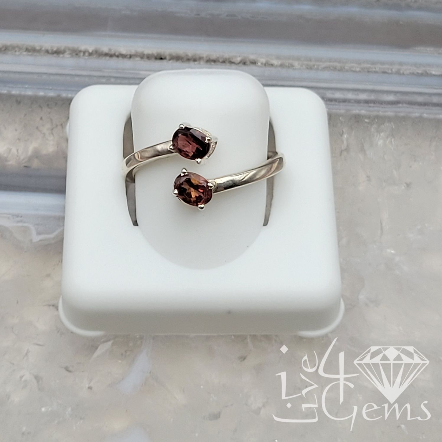 Sterling Silver Adjustable Tourmaline Ring S7 Red