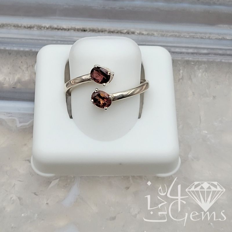 Sterling Silver Adjustable Tourmaline Ring S7 Red