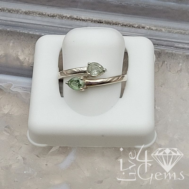 Sterling Silver Adjustable Tourmaline Ring S7 Green