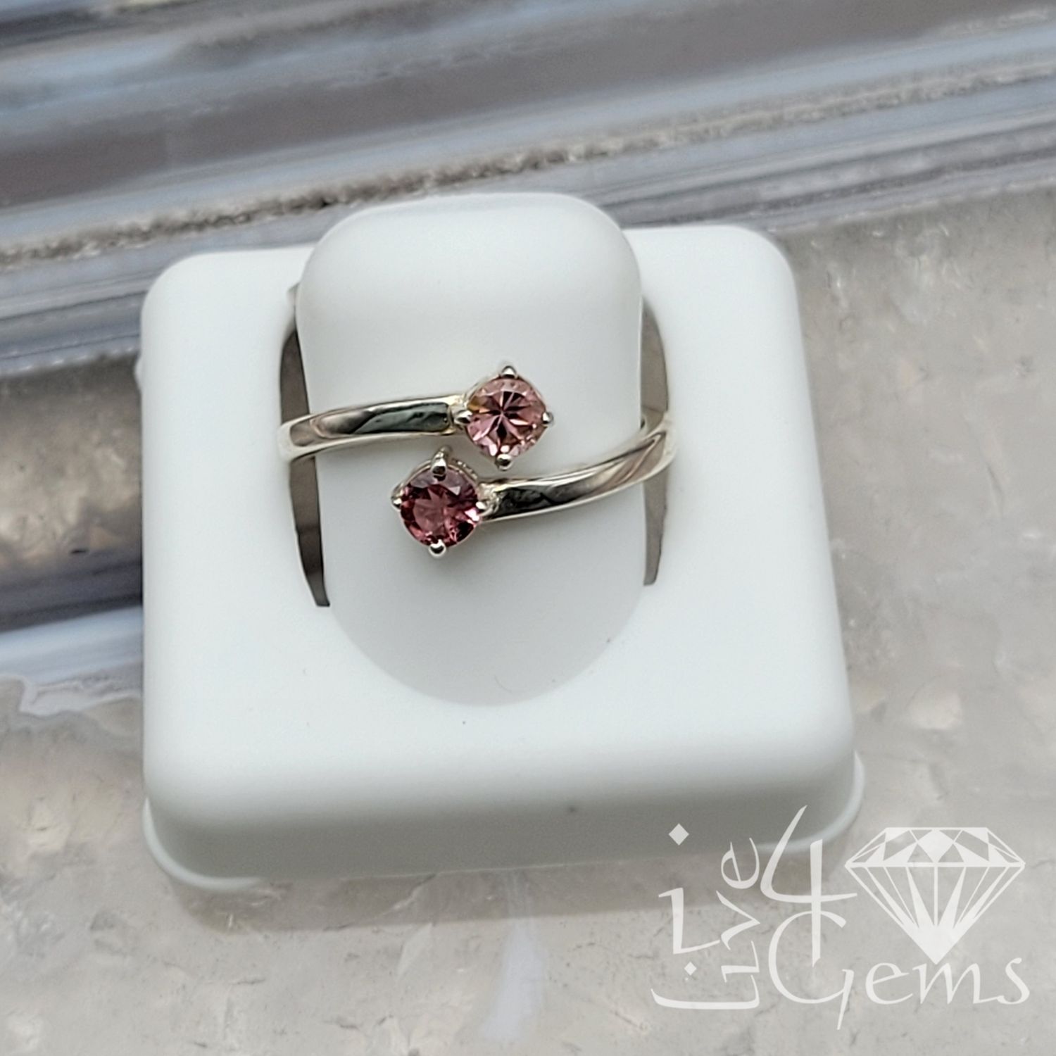 Sterling Silver Adjustable Tourmaline Ring S7 Pink