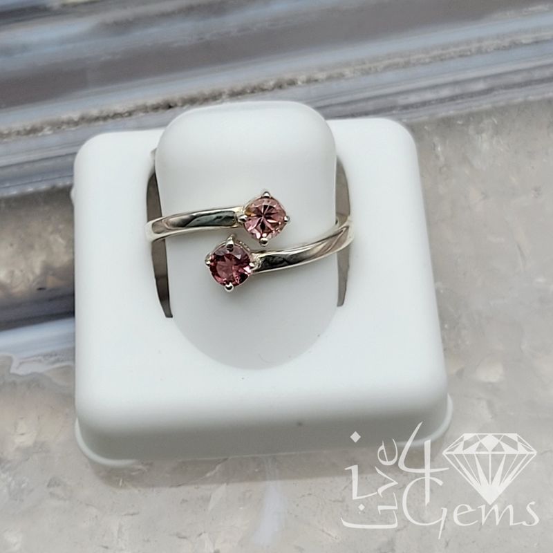 Sterling Silver Adjustable Tourmaline Ring S7 Pink