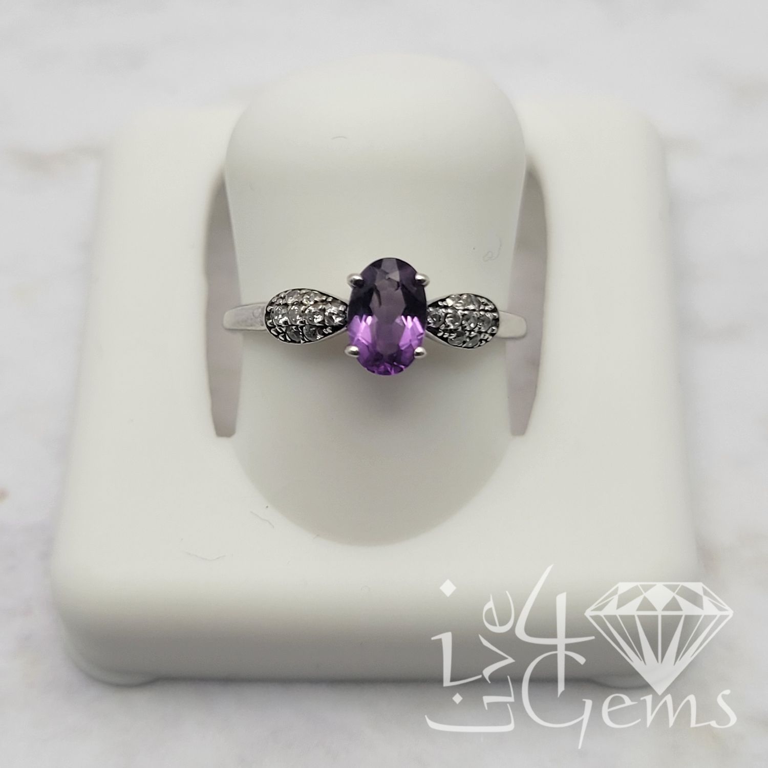 Silver Adjustable Amethyst Ring Style 3