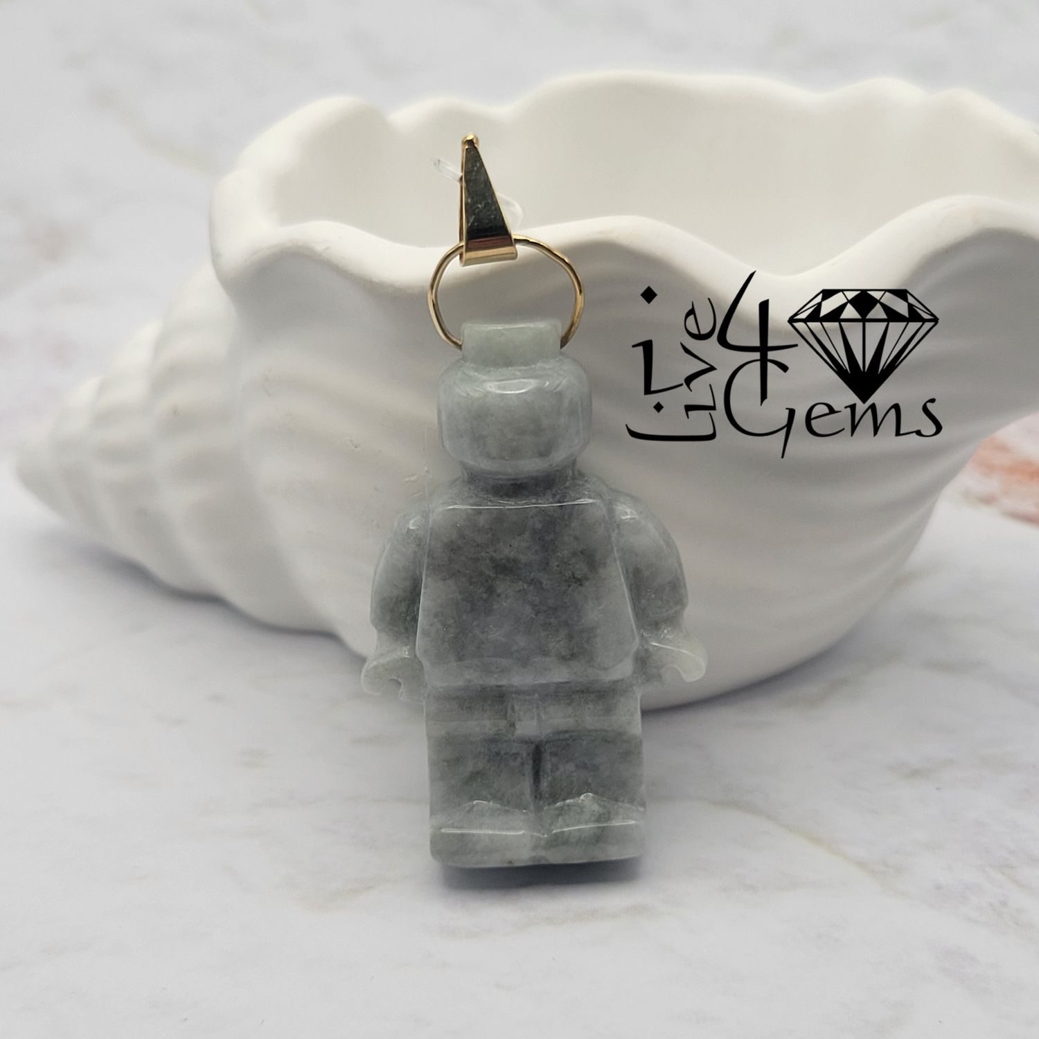 10kty Light Green Jade Lego Pendant 4cm