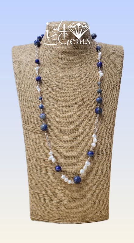 27&quot; Lapis Lazuli and Freshwater Pearl Necklace