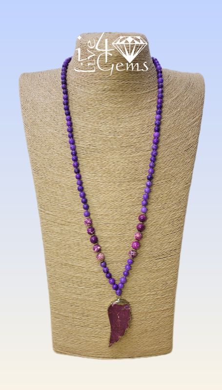 32&quot; Purple Magnesite Jasper Pendant Necklace