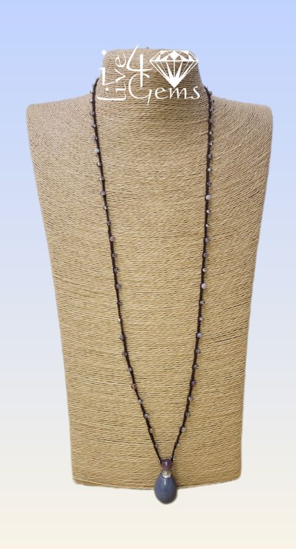Botswana Agate Perfume Bottle Pendant Necklace 30&quot;L