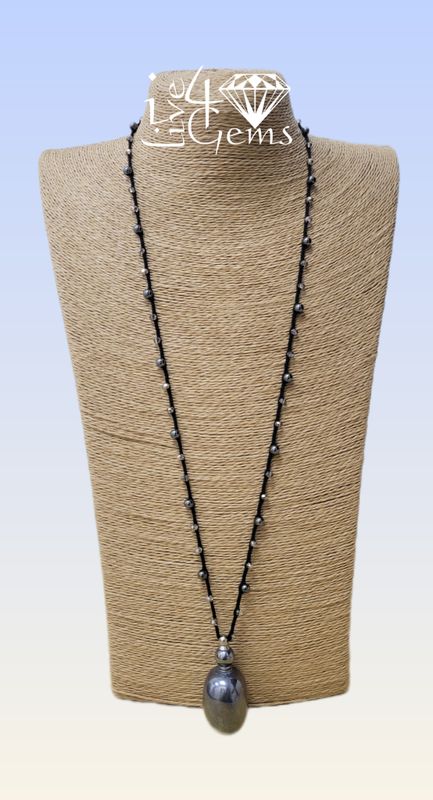 Hematite Perfume Bottle Pendant Necklace 30&quot;L