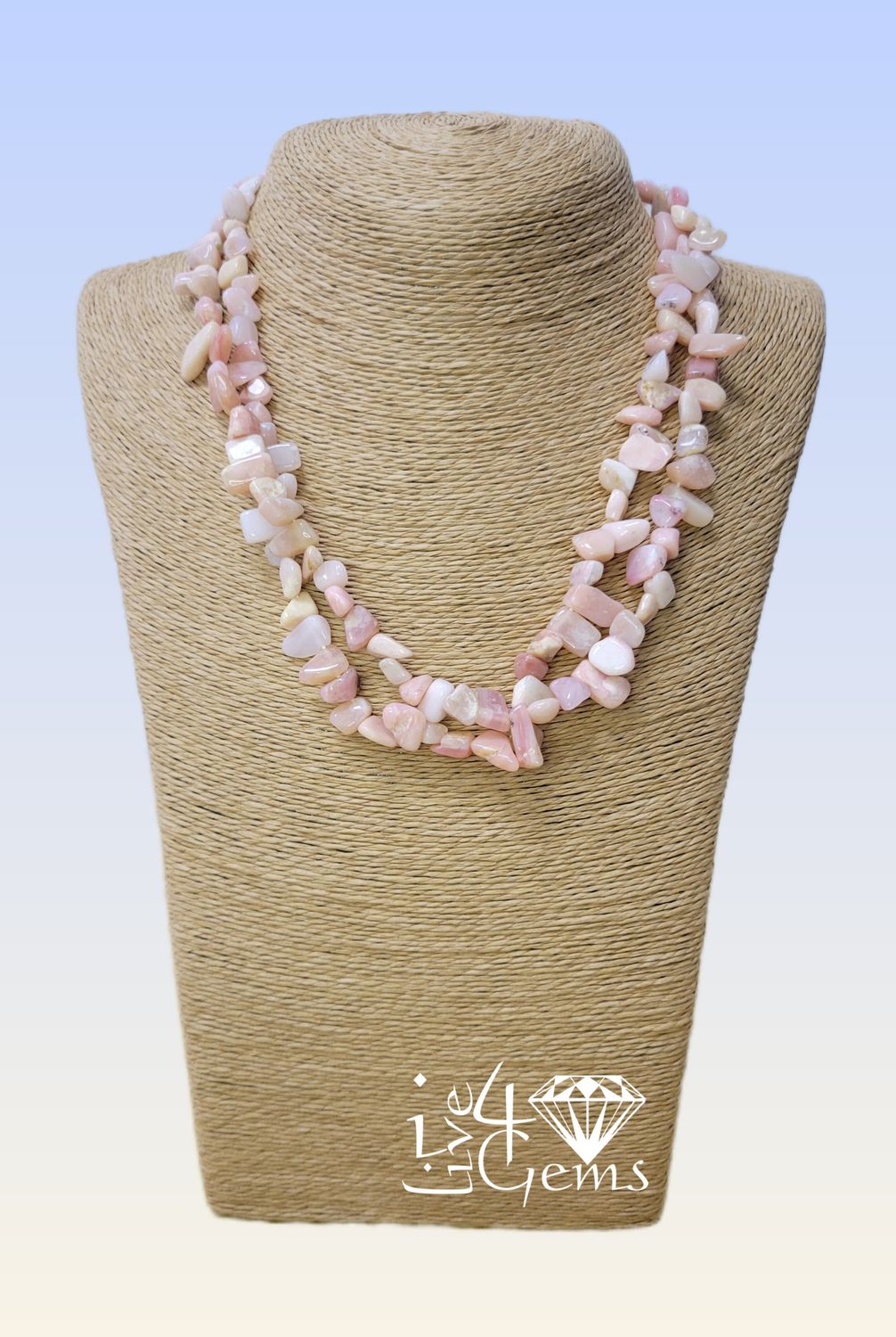 16&quot; Double Strand Pink Opal Torsade Necklace
