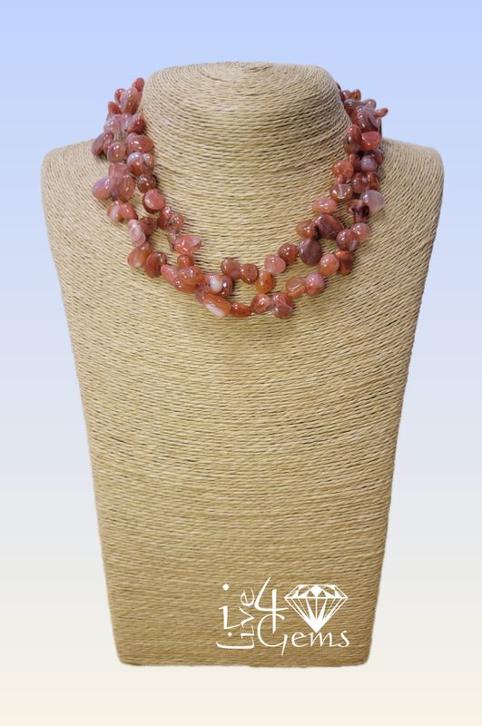 16&quot; Double Strand Red Agate Torsade Necklace