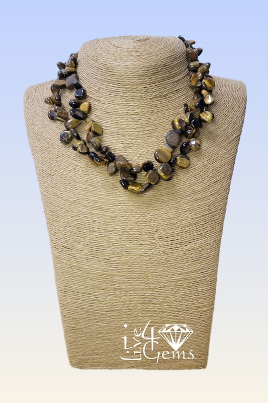 16&quot; Double Strand Tiger&#39;s Eye Torsade Necklace