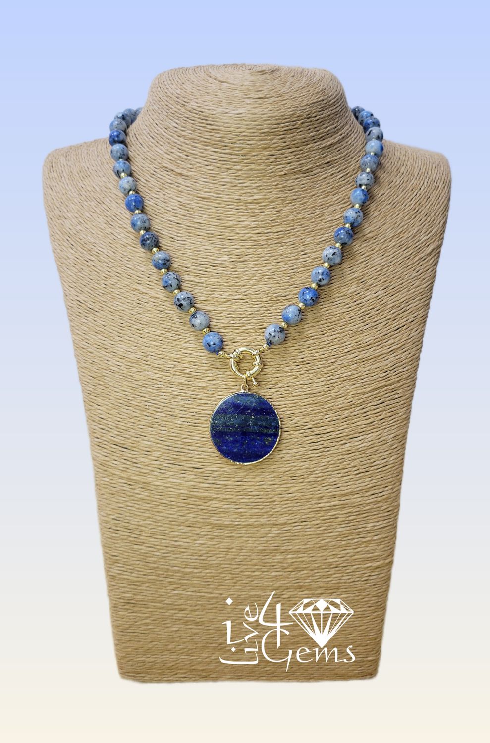 17.5&quot; Round Lapis Lazuli Pendant Necklace