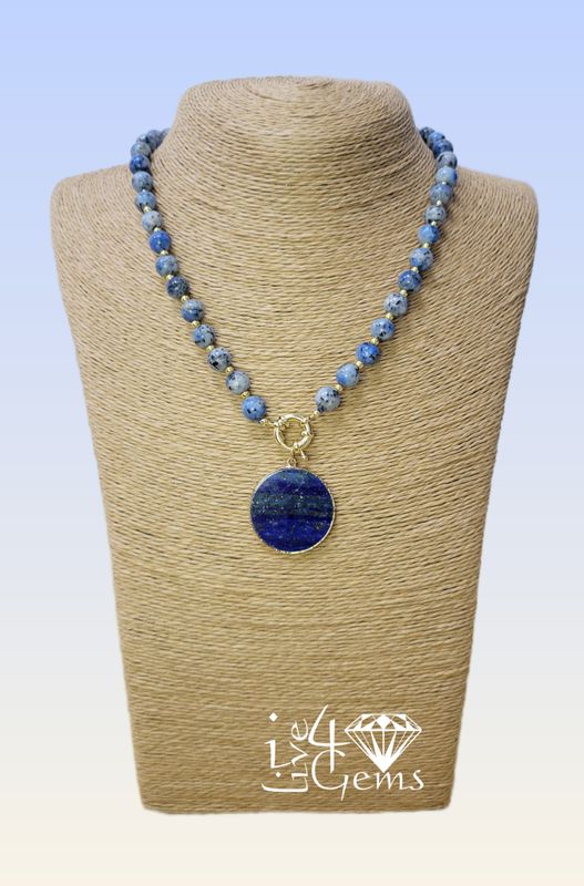 17.5&quot; Round Lapis Lazuli Pendant Necklace