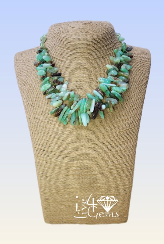 17&quot; Free-Form Chrysoprase Statement Necklace