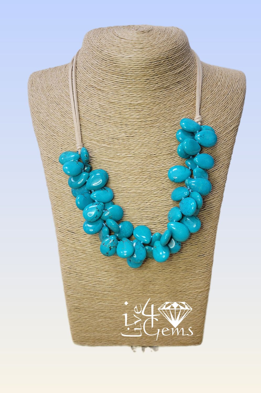 18&quot; Desert Sky  Magnesite Turquoise Leather Necklace