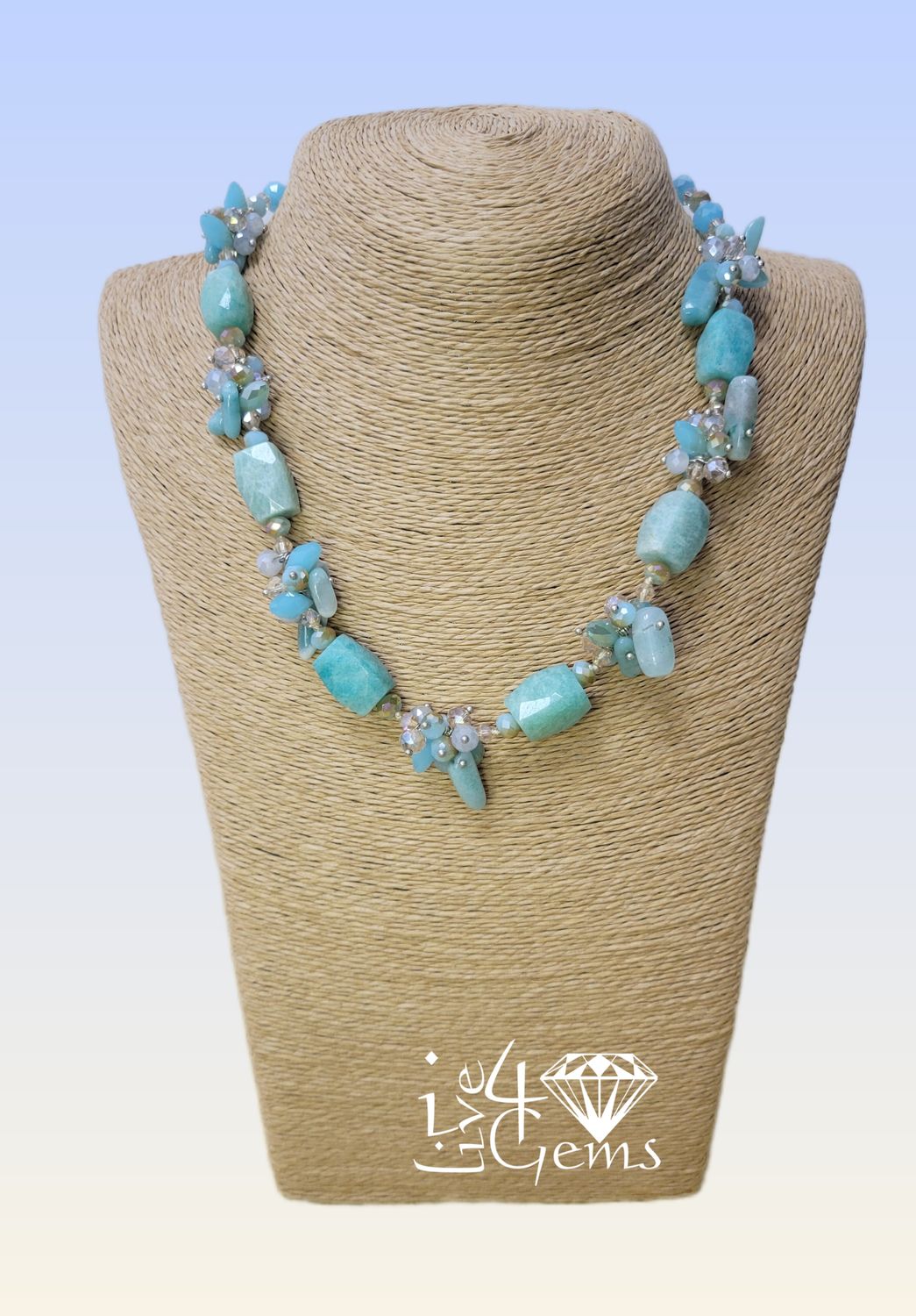 19&quot; Peruvian Amazonite w Crystal Statement Necklace