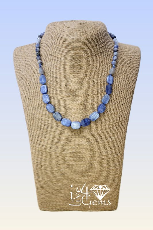 18&quot; Kyanite and Crystal Knotted Necklace