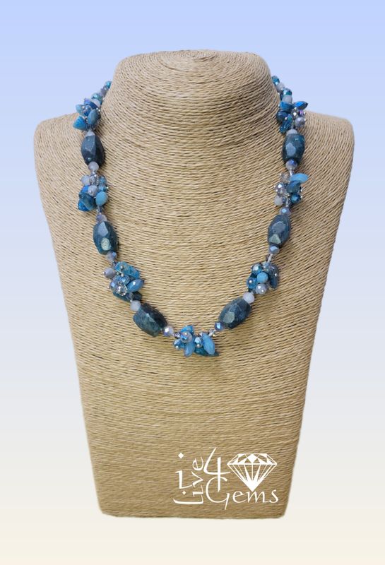 19&quot; Single Strand Apatite w Crystal Statement Necklace