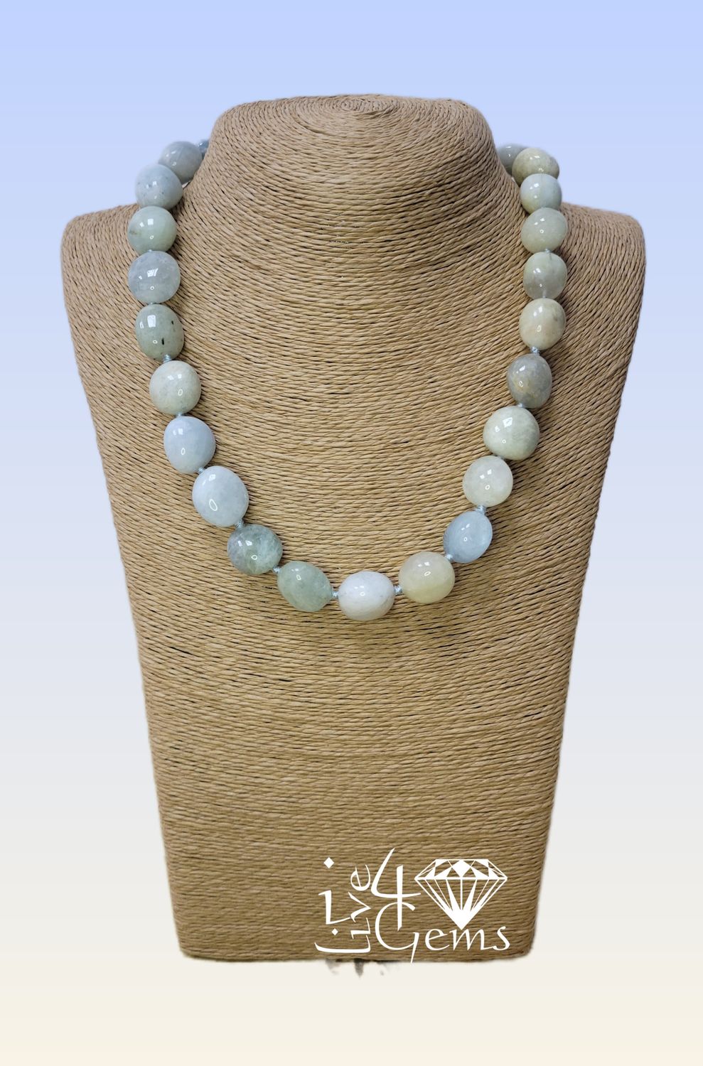 Aquamarine Nugget Collar 17.5&quot;L to 19.5&quot; Necklace