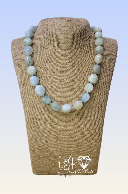 Aquamarine Nugget Collar 17.5&quot;L to 19.5&quot; Necklace