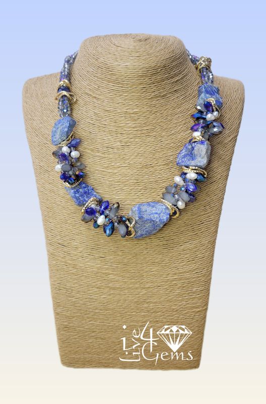 20&quot; Magnetic Clasp Lapis Lazuli Crystal Necklace