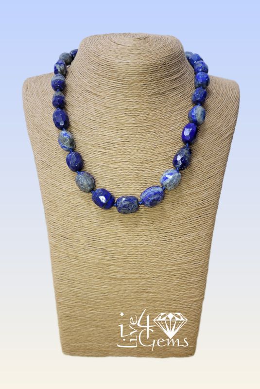 Faceted Lapis Lazuli Barrel 18&quot;L 1.5 ext