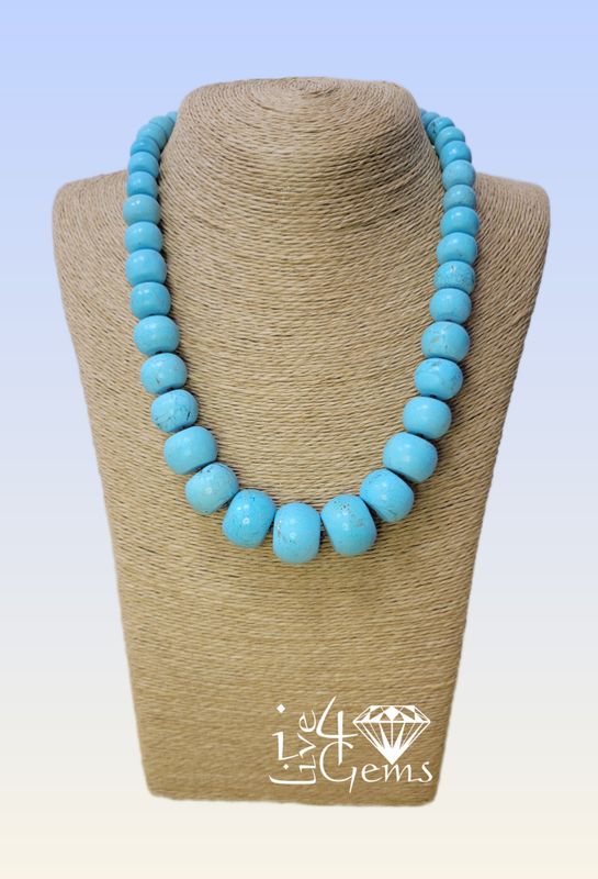 Graduated Matte Rondelle Blue Magnesite L19&quot; 1.5&quot;Extend