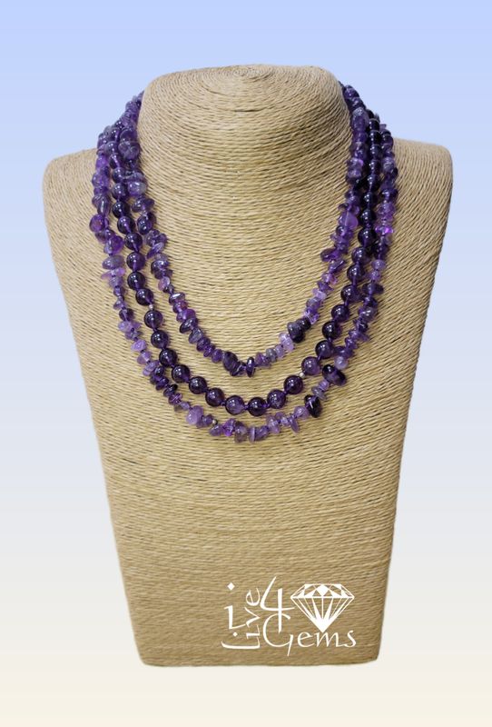 Amethyst Triple Strand Necklace