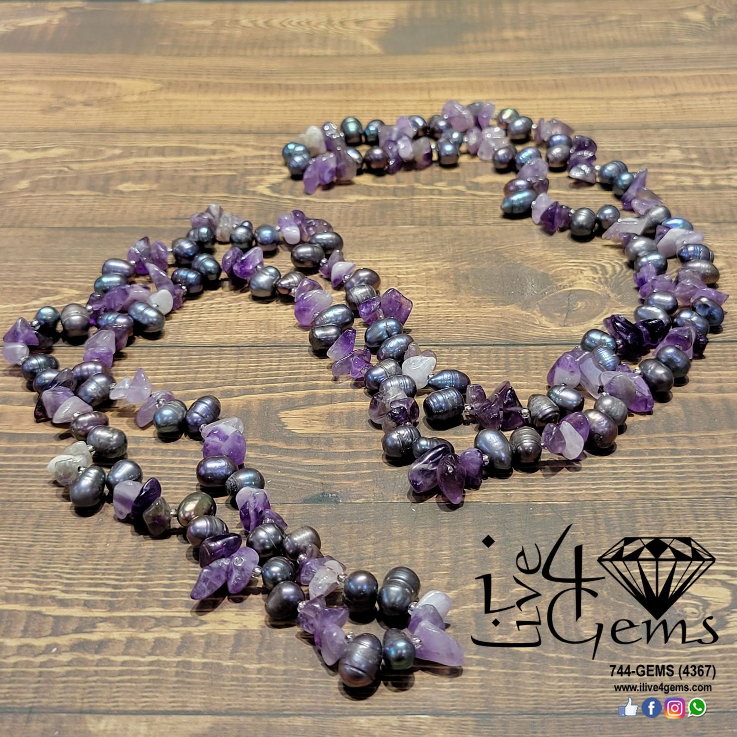 Pearl 40&quot; Long Strand Convertible Necklace Amethyst